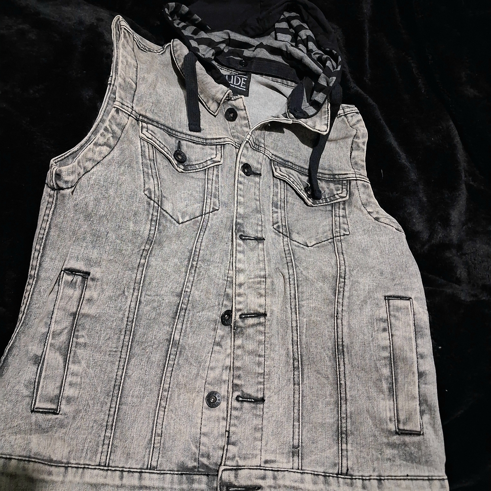 RUDE Black and Gray Denim Vest